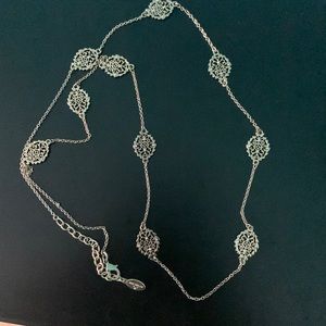 ANN TAYLOR Gold Filigree Station Necklace 19”